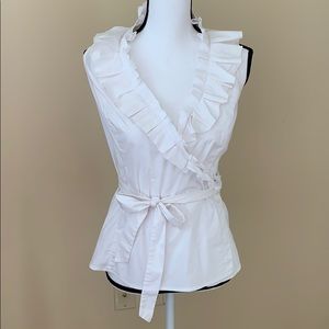 International Concepts White Ruffles Blouse Size 4